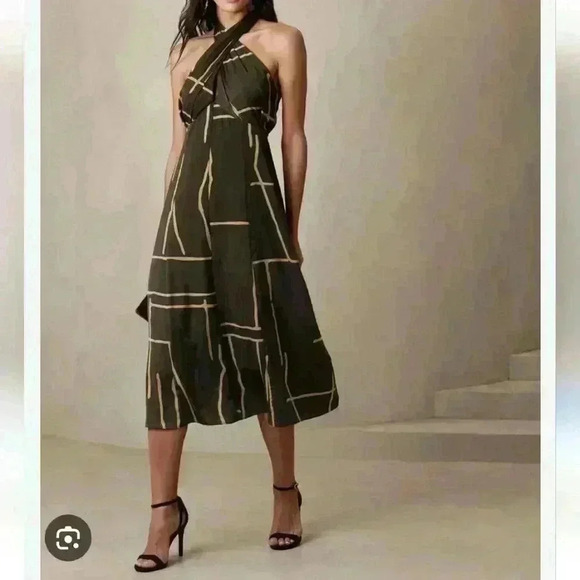 BANANA REPUBLIC HALTER MIDI DRESS - Picture 1 of 5